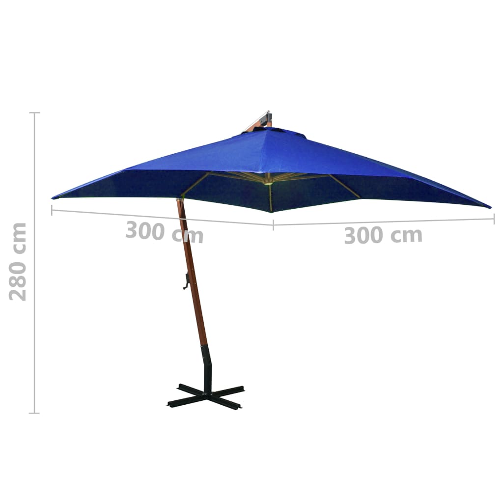 Parasol suspendu avec mât Bleu azuré 3x3 m